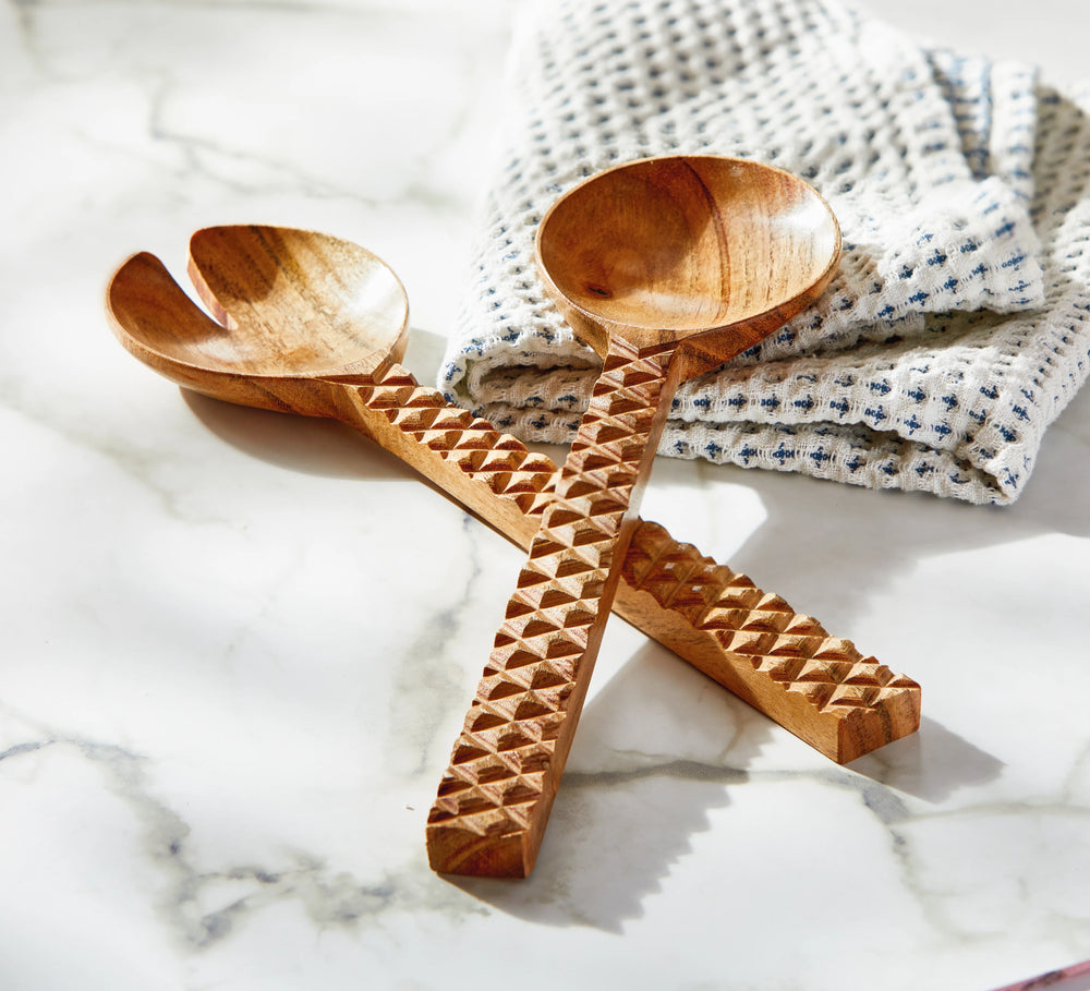 Carved Handle Serving Utensil Set Of 2