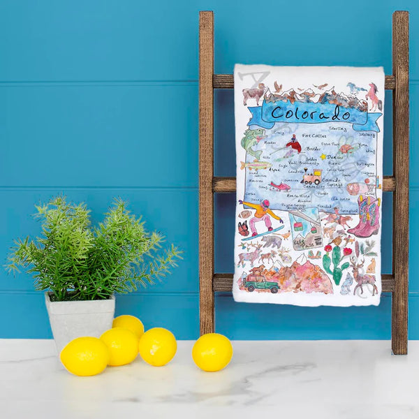 Colorado Map Flour Sack Tea Towel