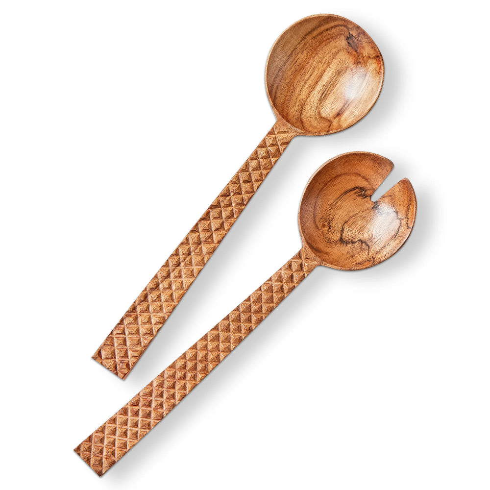 Carved Handle Serving Utensil Set Of 2