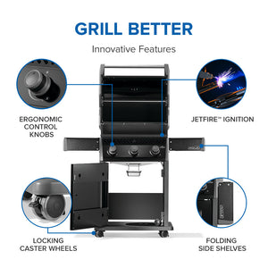 Napoleon Rogue 425 Black with SS Grids - Choose Propane or Natural Gas