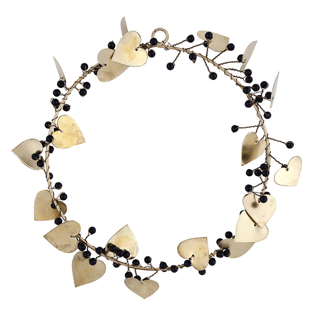 Metal Gold Heart Wreath
