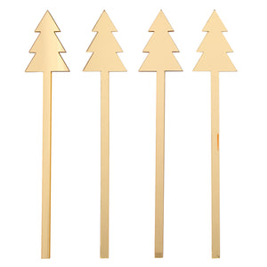 Mirrored Gold Tree Stir Sticks - Set of 4