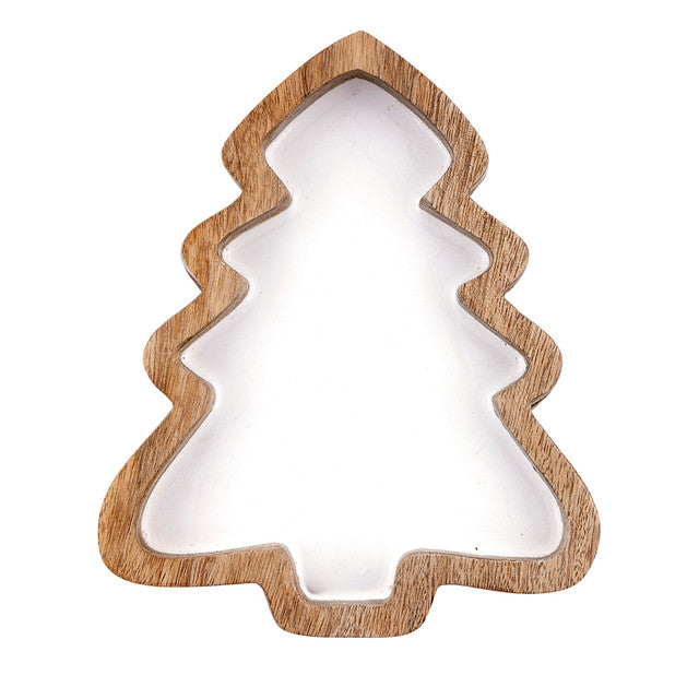 Wood + Enamel Tree Platter - 2 Sizes to Choose From