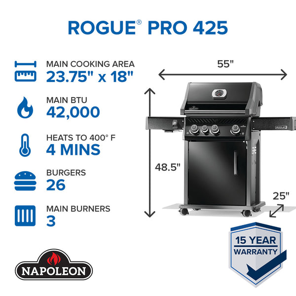 Napoleon Rogue Pro 425 SIB - Black - Choose Propane or Natural Gas