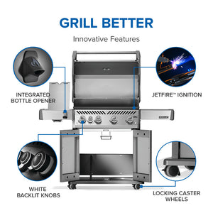 Rogue 525 Pro Stainless with Infrared Side Burner - Choose Propane or Natural Gas