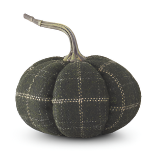 Plaid Green & Tan Fabric Pumpkins-Choose from 3 Sizes