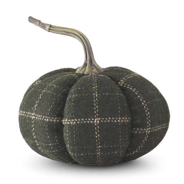 Plaid Green & Tan Fabric Pumpkins-Choose from 3 Sizes