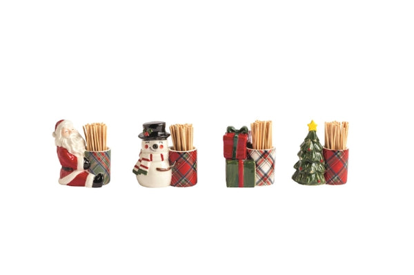 Holiday Plaid Toothpick Holder - 4 Styles to Choose From