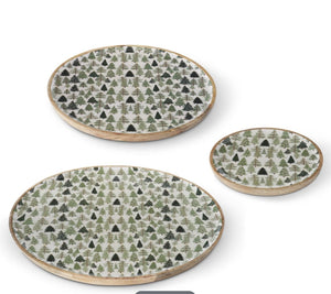 Christmas Trees Enameled Wood Tray - 3 Sizes to Choose From