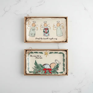 Speckled Stoneware Nativity Tray - 2 Different Styles to Choose From