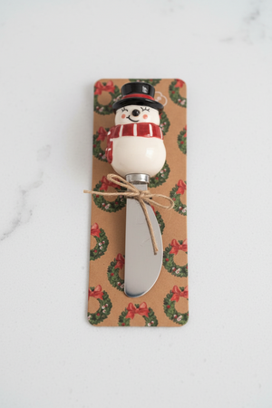 Stoneware Christmas Figural Topped Spreader - 4 Styles to Choose From