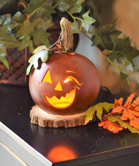 Fredrick - Small Lit Jack-O-Lantern - Meadowbrooke Gourds