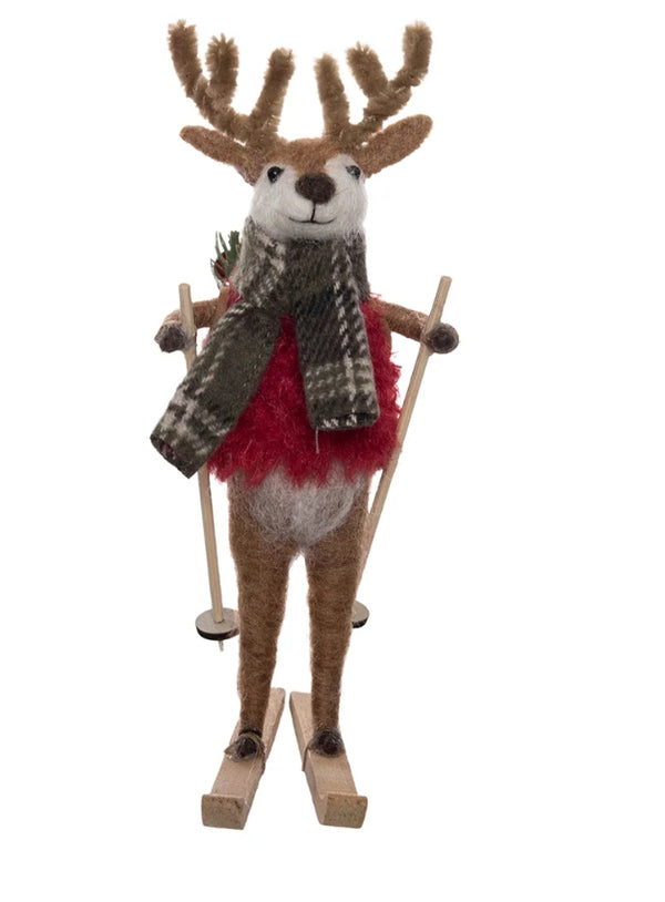 Felted Reindeer Skier Christmas Decor