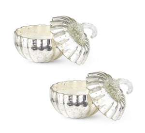 Small Silver Mercury Glass Pumpkin Candle - Apple Cinnamon or Pumpkin Spice