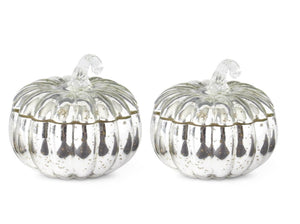 Medium Silver Mercury Glass Pumpkin Poured Candle - Apple Cinnamon or Pumpkin Spice
