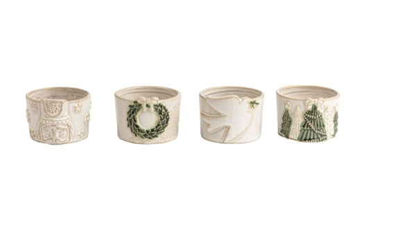 White Christmas Tidbit Dishes - 4 Styles to Choose From