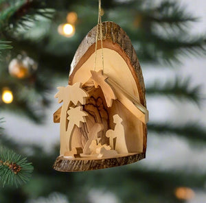 Nativity Ornament from Bark