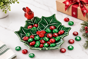 Red Cardinal Holly Leaf Plate