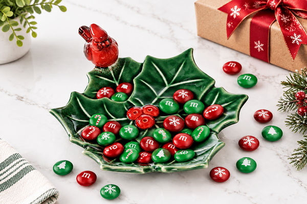 Red Cardinal Holly Leaf Plate