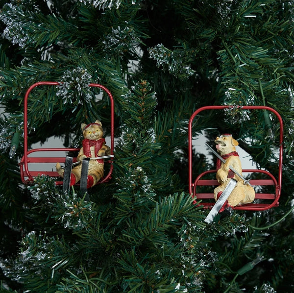 Ski Lift Pet Ornament - Choose Cat or Dog