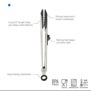 Tip Top Tongs Silicone Tipped, 13" - 3 Colors to Choose from