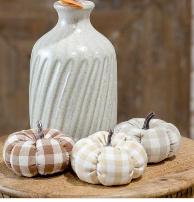 Mini Plaid Pumpkins- Set of 3