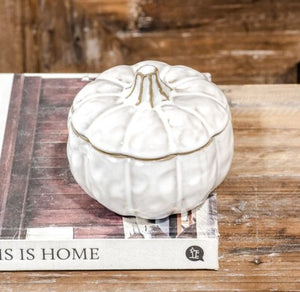 Glazed Pumpkin Bowl with Lid