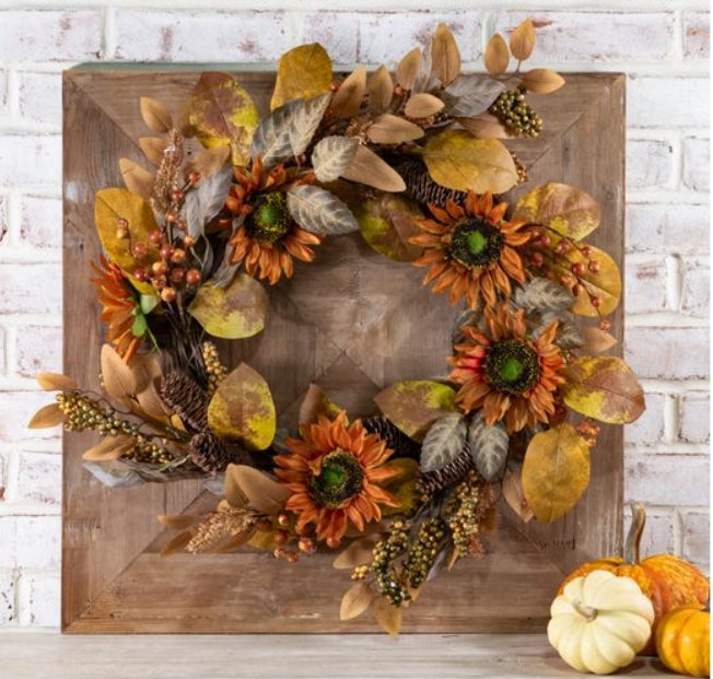 Orange Sunflower Wreath 24"