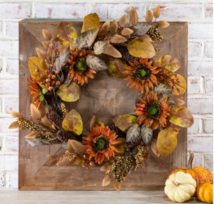 Orange Sunflower Wreath 24"