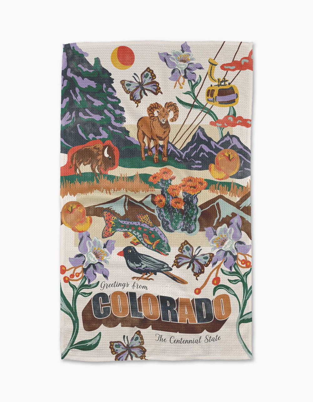 Geometry Greetings from Colorado Tea Towel