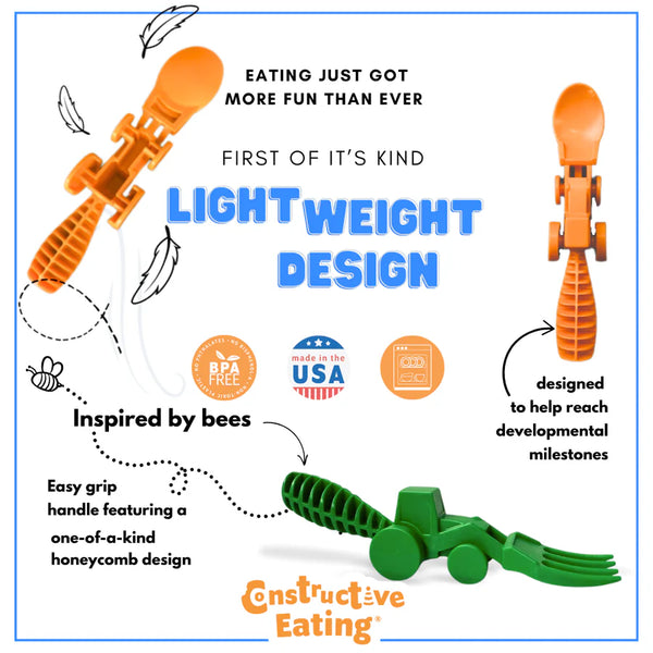 Set of 2 Tractor Utensils - 2 Different Color's to Choose From
