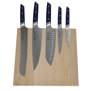 Akka Series Royal Blue 6 pc Magnetic Knife Block Set (Maple Block) by Cangshan