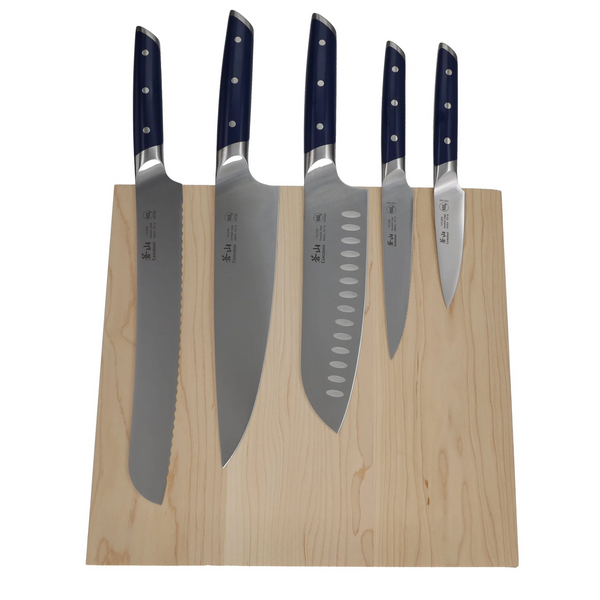 Akka Series Royal Blue 6 pc Magnetic Knife Block Set (Maple Block) by Cangshan