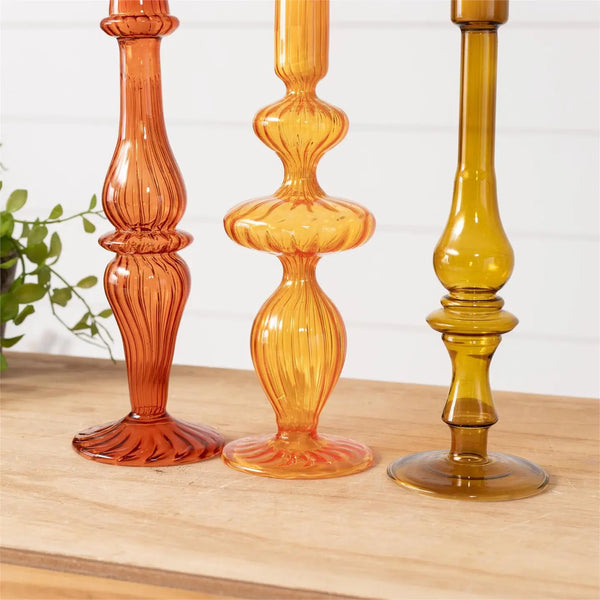 Amber Ombre Glass Taper Holder - 3 Styles