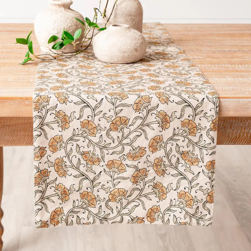 Table Runner - Block Print Dandelion