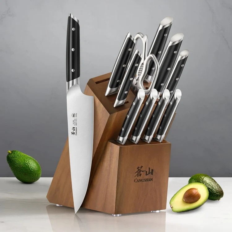 AKKA Series 12-Piece Knife Block Set, Swedish Steel (Black) by Cangshan
