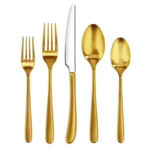 RAIN II Series 20-Piece Forged Flatware Set (Gold Finish)