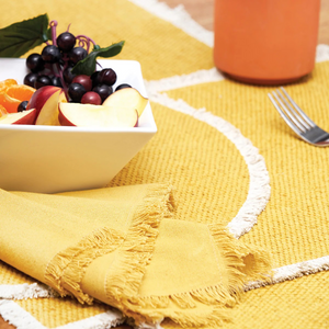 Fringed Table Linens - Dandelion Color