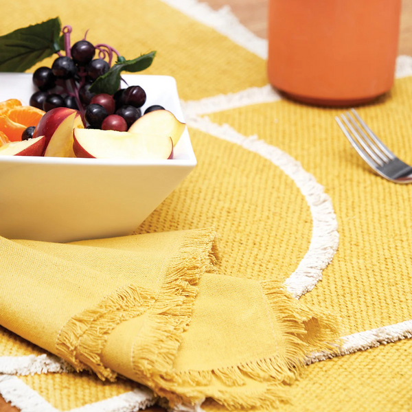 Fringed Table Linens - Dandelion Color