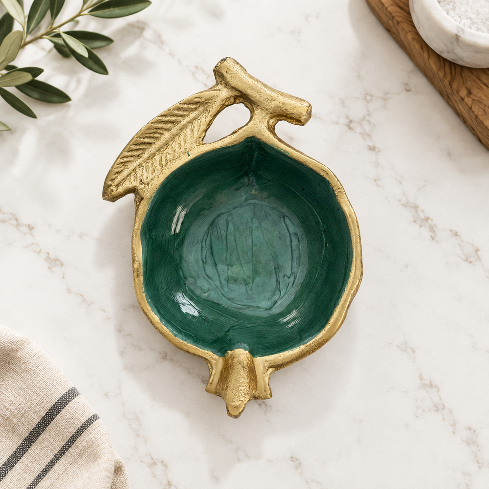 Green and Gold Pomegranate Trinket Dish