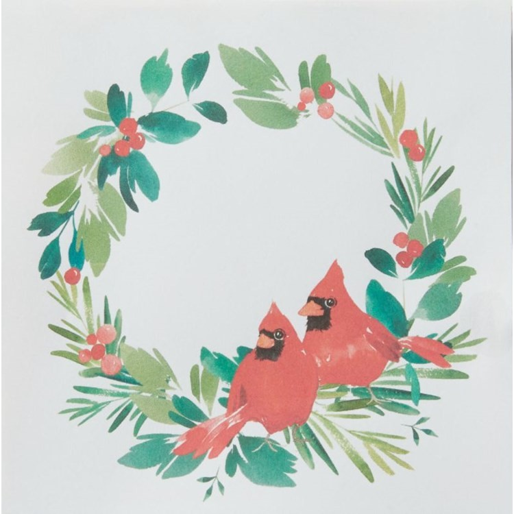 Cardinal in Wreath Beverage Napkins
