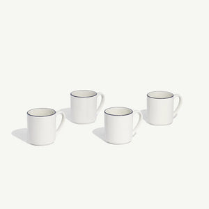 Coffee Mug - Blue Rim (Set of 4)