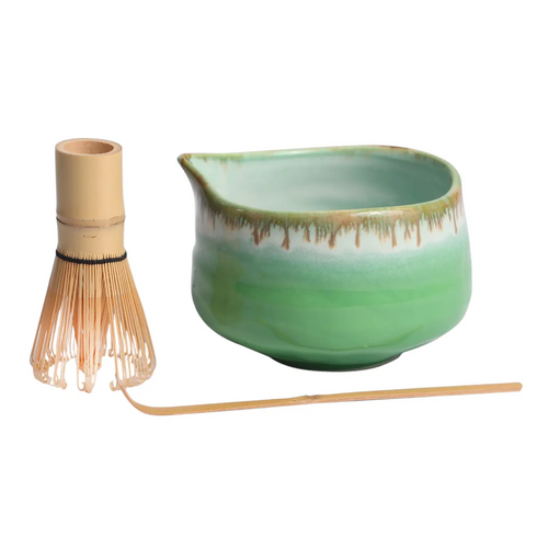 Porcelain Matcha Latte Bowl Set with Whisk and Scoop - 4 Different Colors to Choose From