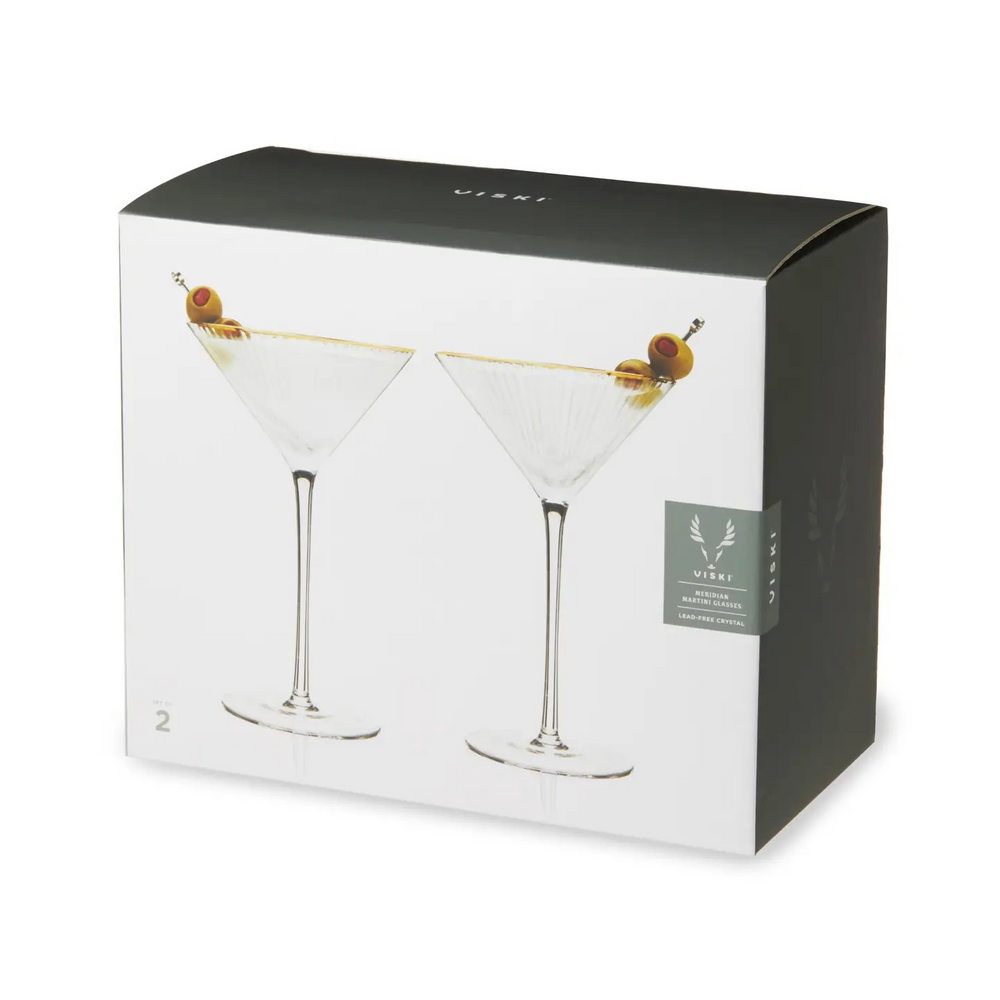 Deco Meridian Gold Rimmed Crystal Martini Glasses Set of 2