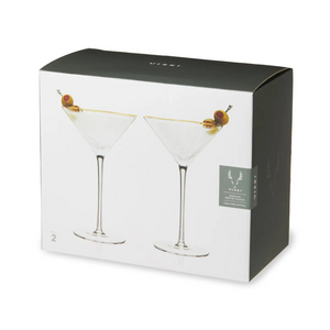 Deco Meridian Gold Rimmed Crystal Martini Glasses Set of 2