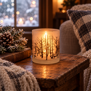 Winter Forest Frosted Glass Votive - Comes in 3 Sizes