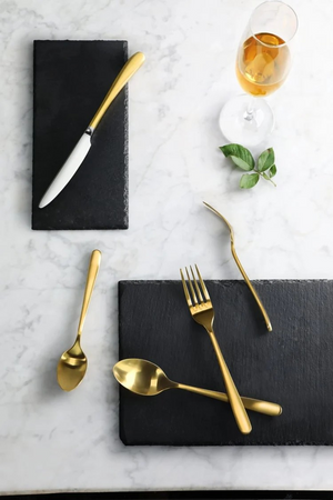 RAIN II Series 20-Piece Forged Flatware Set (Gold Finish)