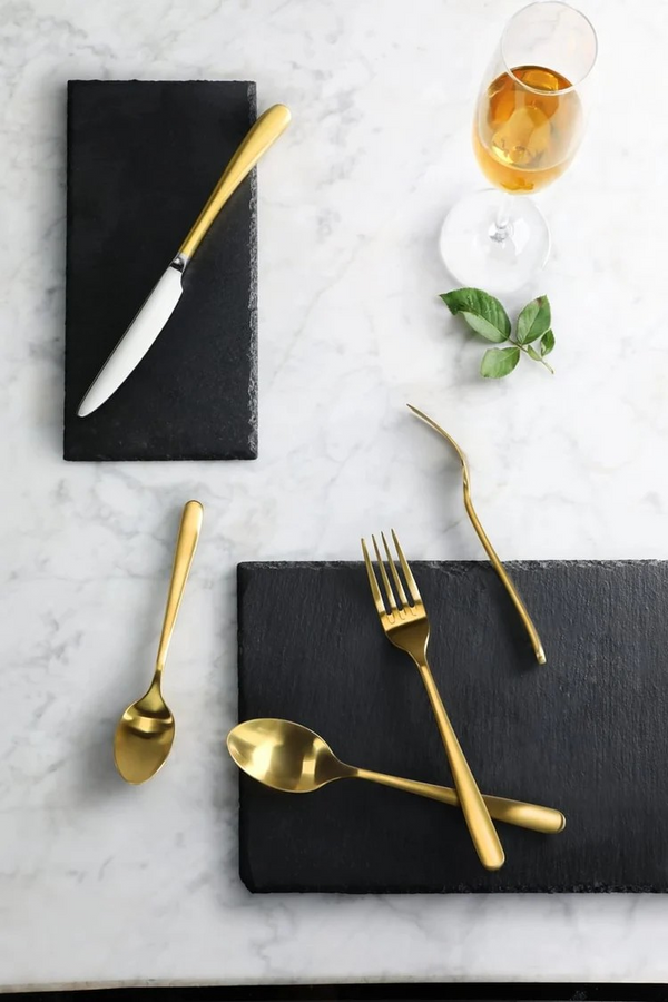 RAIN II Series 20-Piece Forged Flatware Set (Gold Finish)