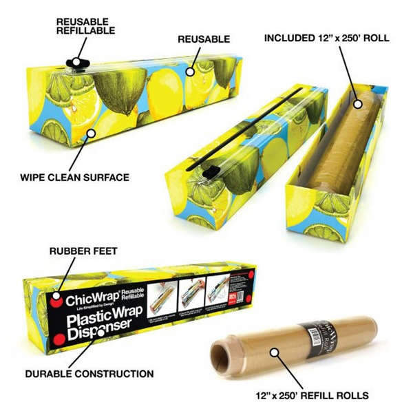Dispenser Plastic Wrap Dispenser 12" x 250' - 2 Styles