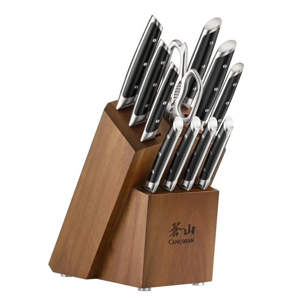 AKKA Series 12-Piece Knife Block Set, Swedish Steel (Black) by Cangshan